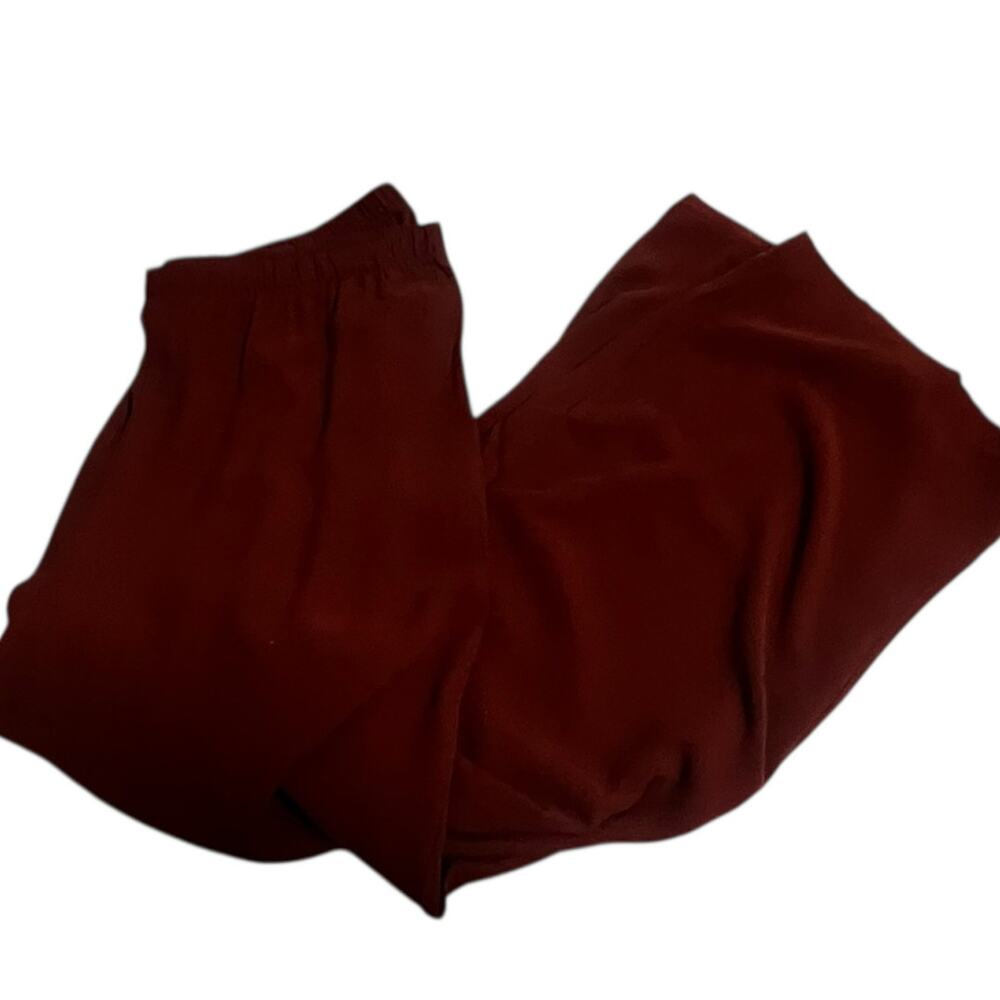 Eileen Fisher Silk Georgette Crepe Straight Pant | Sz L, Redwood NWT $248 - Picture 9 of 9
